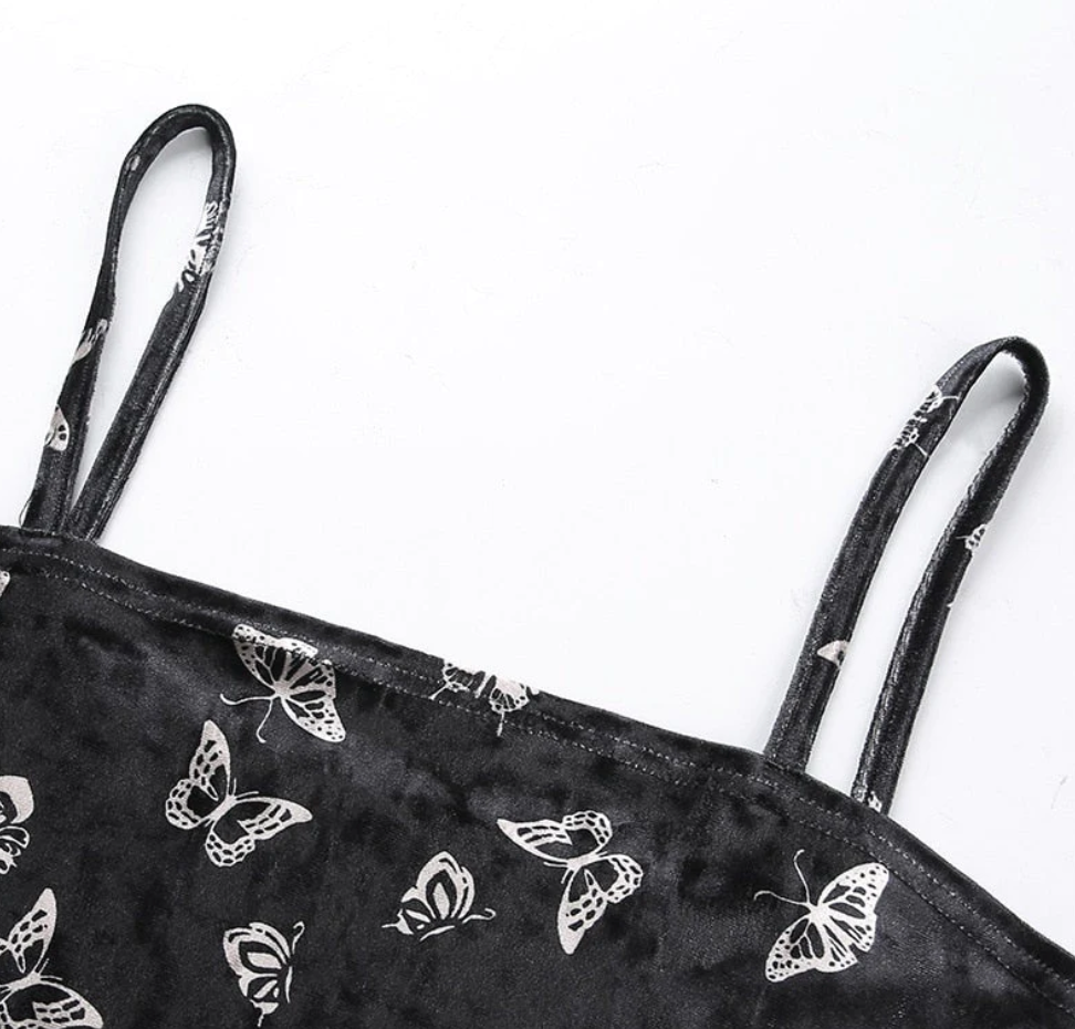 ROBE GOTHIQUE COURTE NOIRE AVEC PAPILLONS