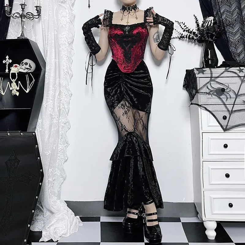 Jupe gothique en dentelle - noir