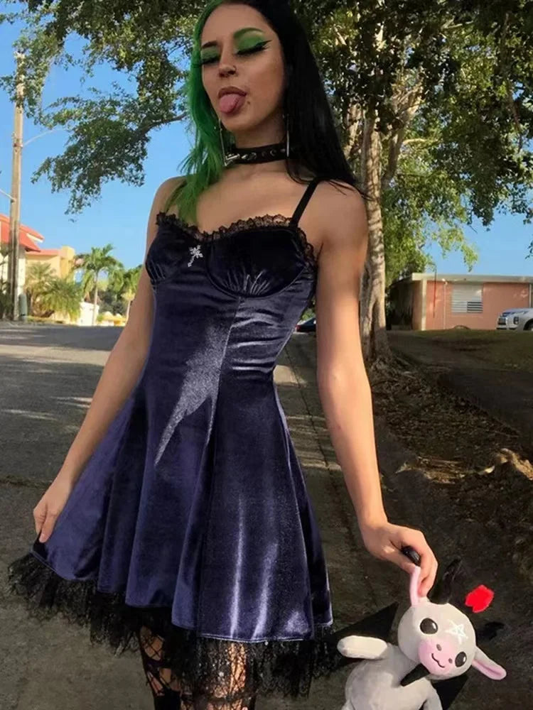 Robe de printemps gothique en velours