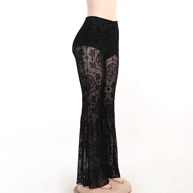 Pantalon Vintage Gothique Noir