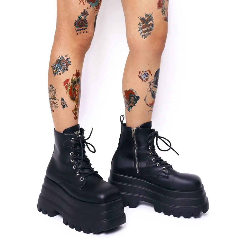 Chaussures gothiques à triple compensée avec fermeture éclair