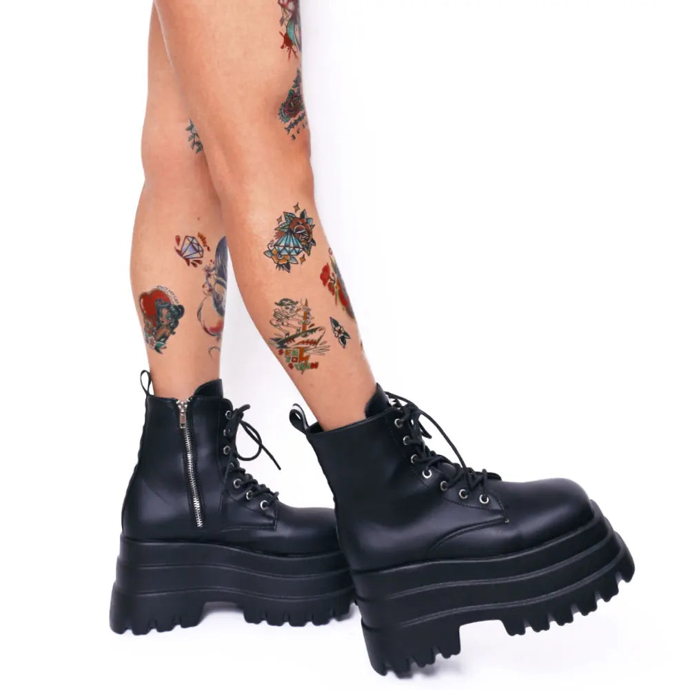 Chaussures gothiques à triple compensée avec fermeture éclair