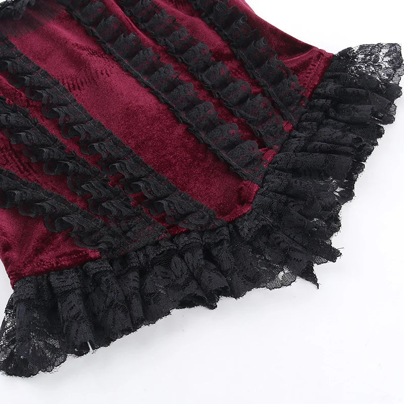 Schulterfreie Samtbluse – Scharlachrot
