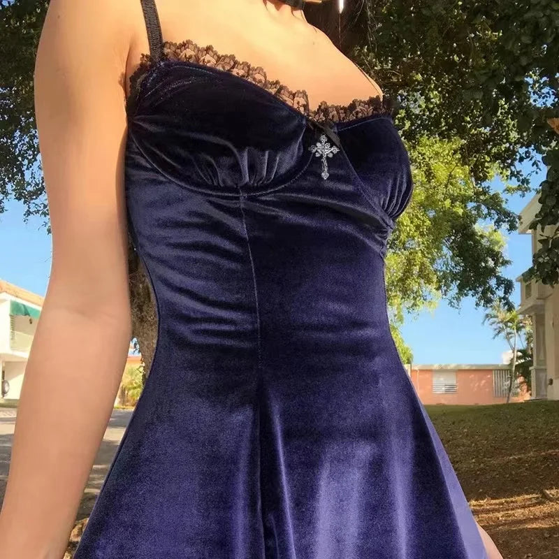 Robe de printemps gothique en velours