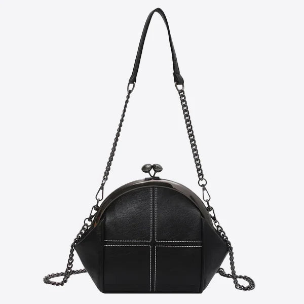 Sac bandoulière sur chaîne - noir et blanc