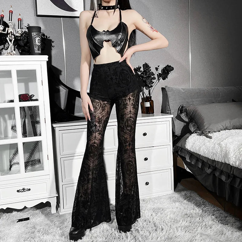Pantalon Vintage Gothique Noir