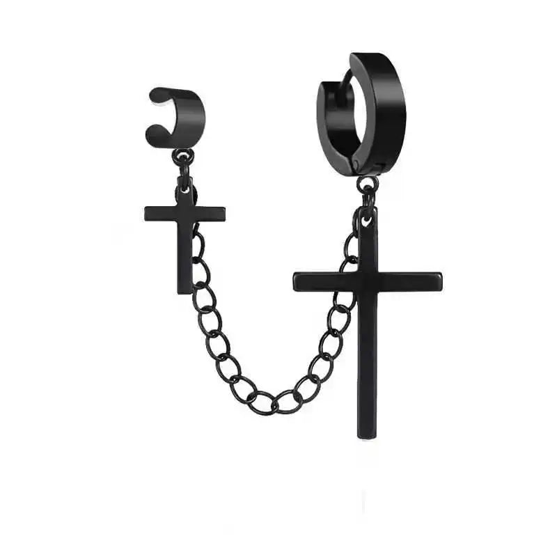 Doppelter Gothic-Ohrring mit Kreuzmotiv