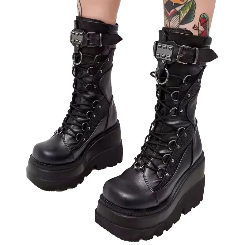 CHAUSSURES PLATEFORME POUR FEMMES, NOIRES