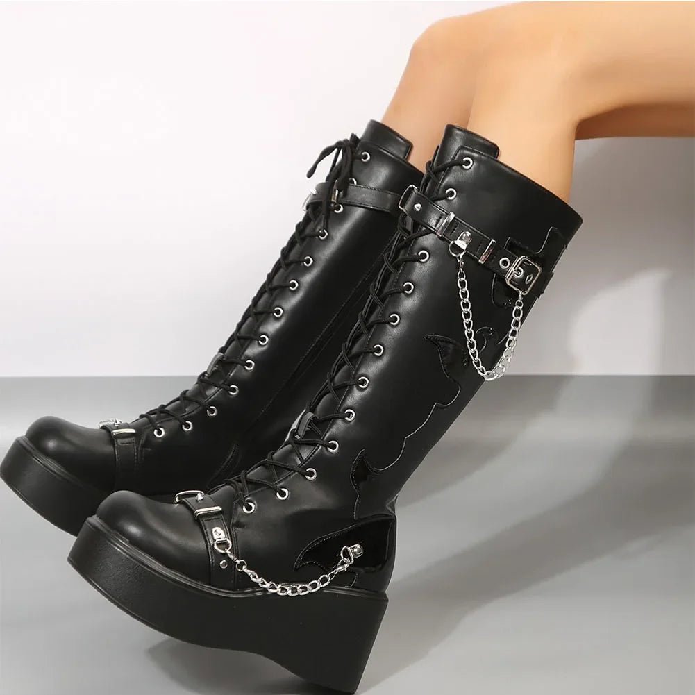 Chaussures Mary Jane hautes gothiques - noir