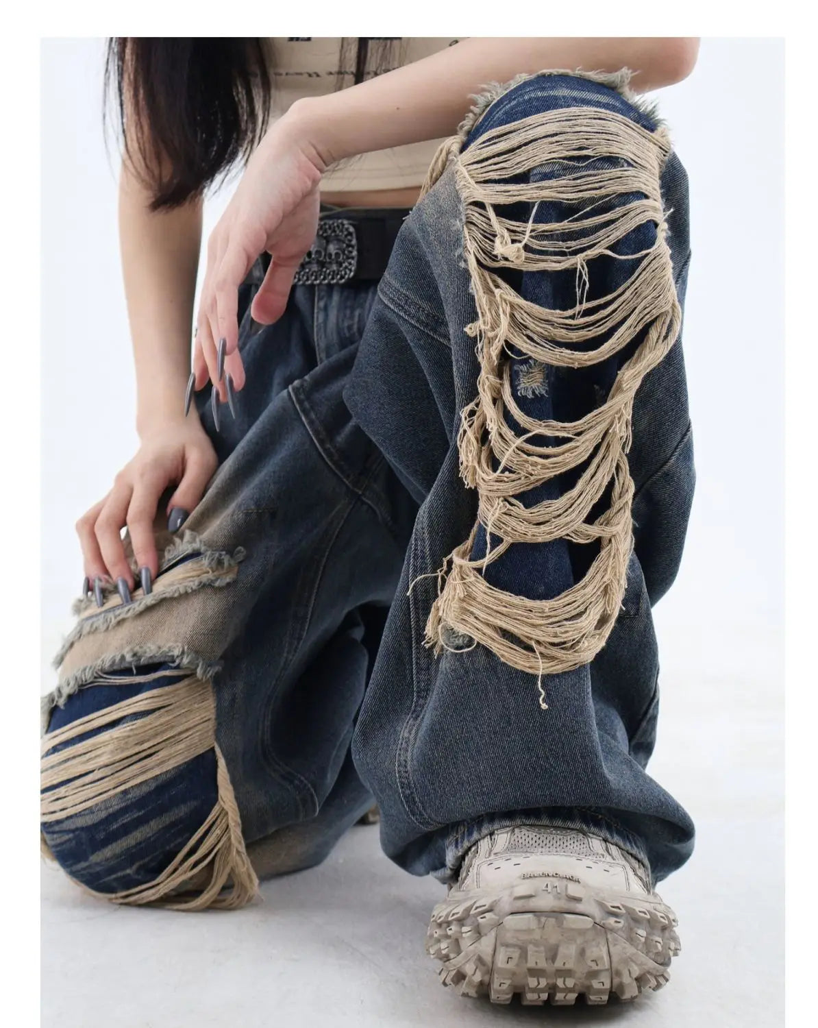 Pantalon Ripped & Baggy - bleu
