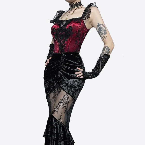 Jupe gothique en dentelle - noir