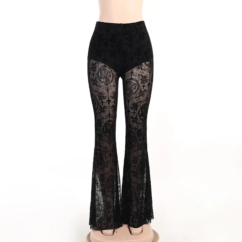 Pantalon Vintage Gothique Noir