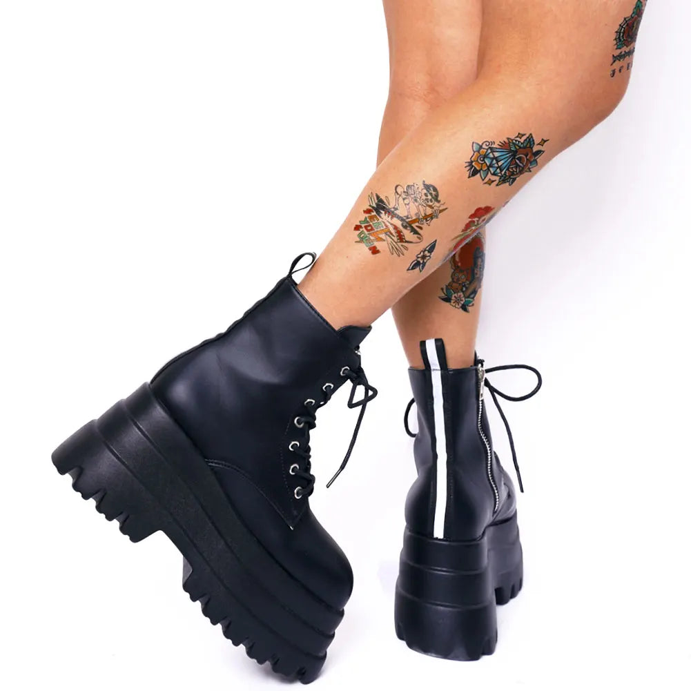 Chaussures gothiques à triple compensée avec fermeture éclair
