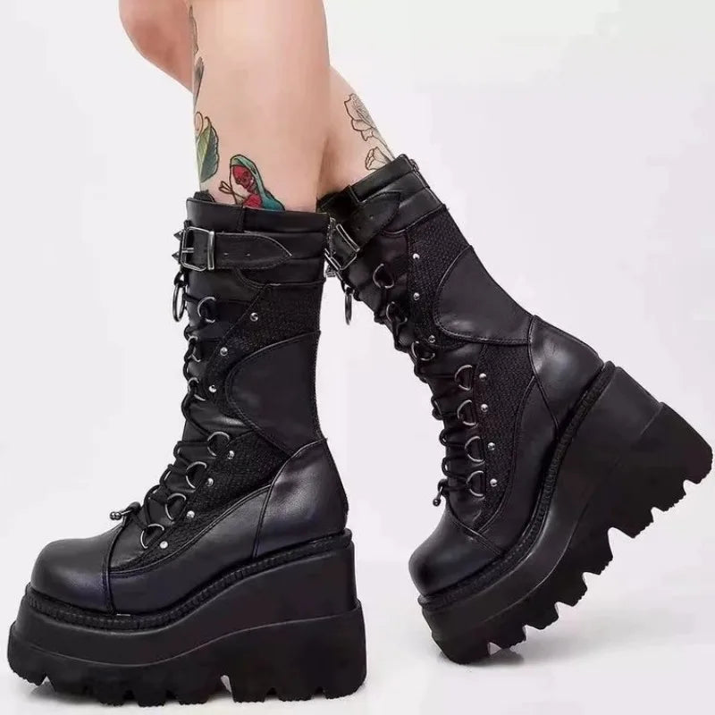 CHAUSSURES PLATEFORME POUR FEMMES, NOIRES