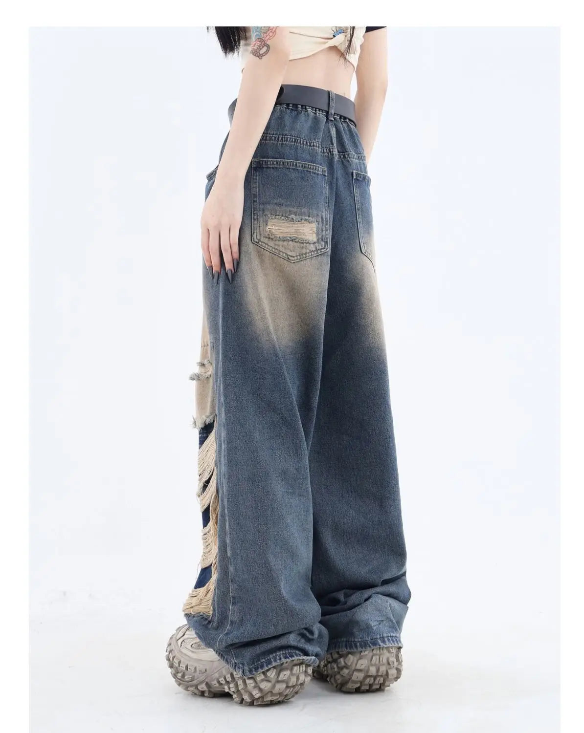 Pantalon Ripped & Baggy - bleu