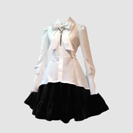 Robe Lolita gothique élégante - noir et blanc