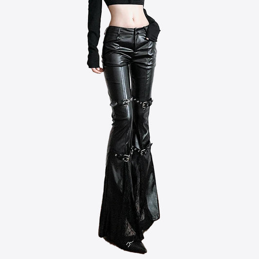 Pantalon gothique en cuir - noir