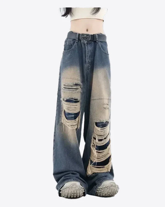 Pantalon Ripped & Baggy - bleu